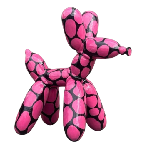 Statue Chien Ballon Animaux Resine - 70cm - Ecaille Rose