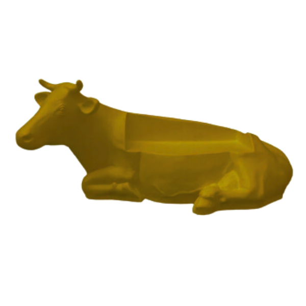 Statue Vache Banc Resine Decoration - 200cm - Marron