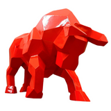 Statue Taureau Origami Animaux Resine - 100cm - Rouge