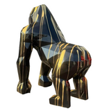 Statue Gorille Origami Animaux Resine - 140cm - Coulure Dorée Noir