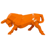 Statue Taureau Origami Animaux Resine - 100cm - Orange