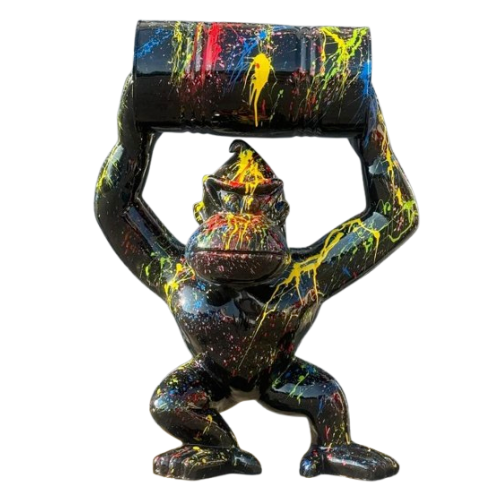 Statue Gorille Kong Animaux Resine - 120cm - Graffiti Noir