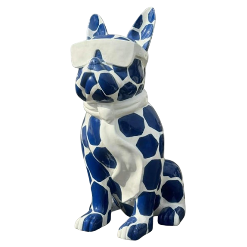 Statue Chien Bouledogue Francais Animaux Resine - 120cm - Ecaille Bleue