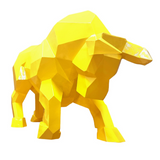 Statue Taureau Origami Animaux Resine - 100cm - Jaune