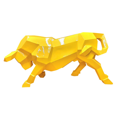 Statue Taureau Origami Animaux Resine - 100cm - Jaune