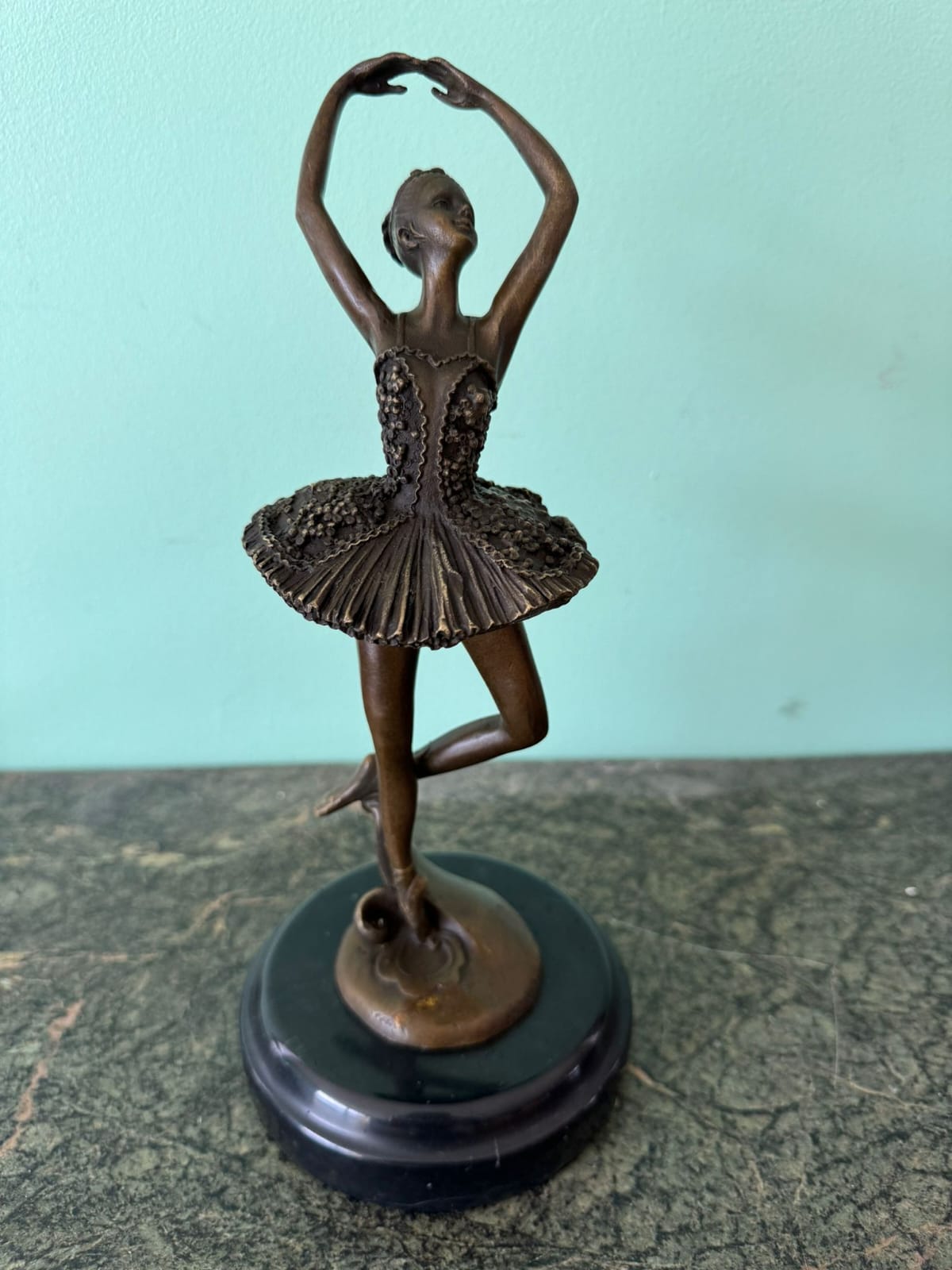 Sculpture Danseur Ballerine 5ème Position 25cm Bronze