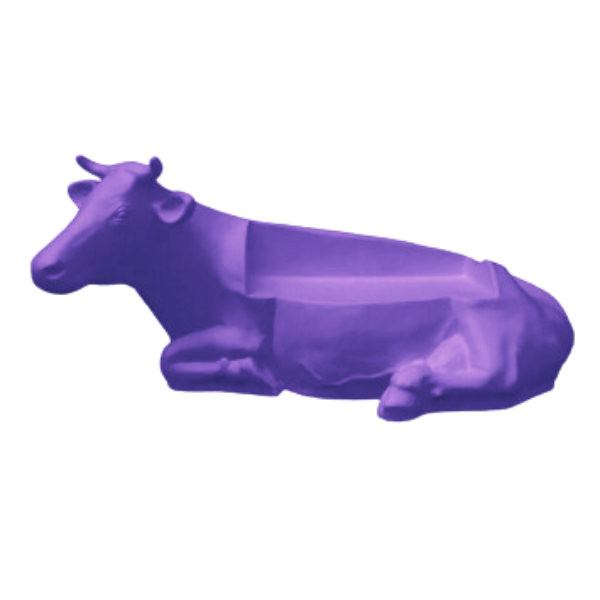 Statue Vache Banc Resine Decoration - 200cm - Violet