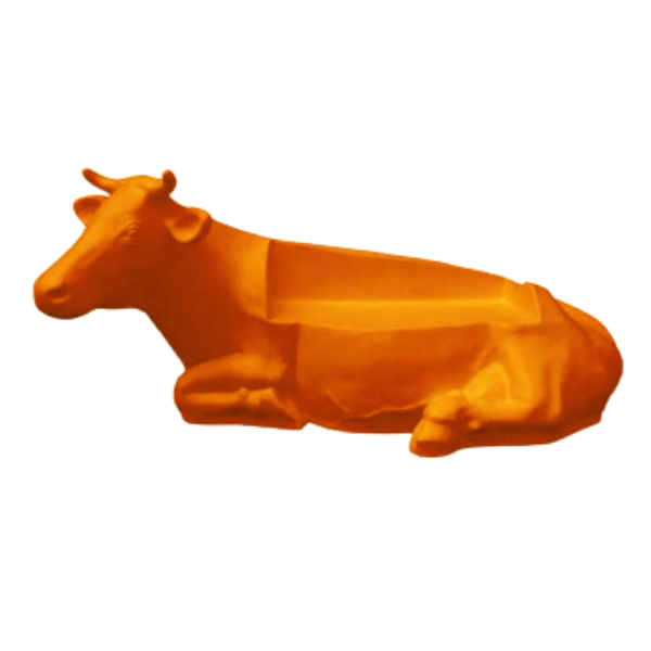 Statue Vache Banc Resine Decoration - 200cm - Orange