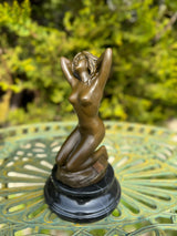 Sculpture Femme Assise Nue 20cm Bronze