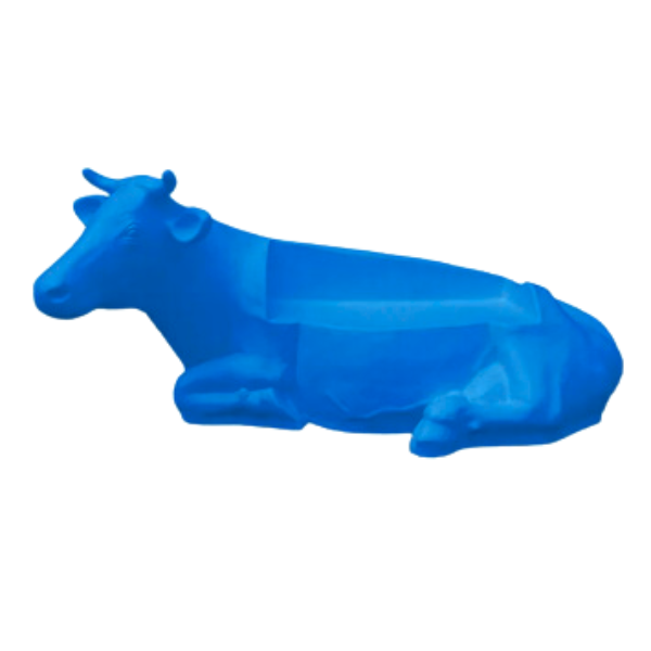 Statue Vache Banc Resine Decoration - 200cm - Bleu