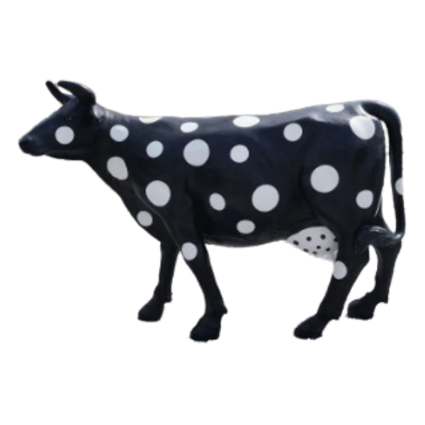 Statue Vache Resine Decoration - 225cm - Noir & Blanc