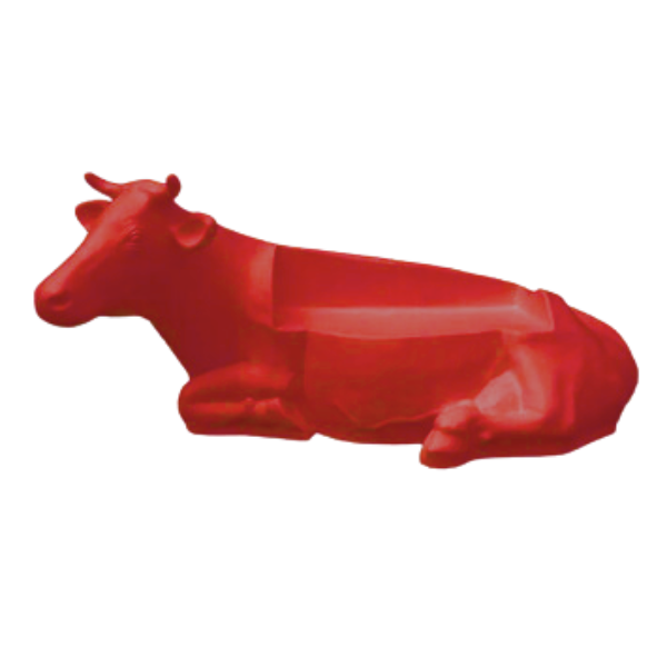 Statue Vache Banc Resine Decoration - 200cm - Rouge