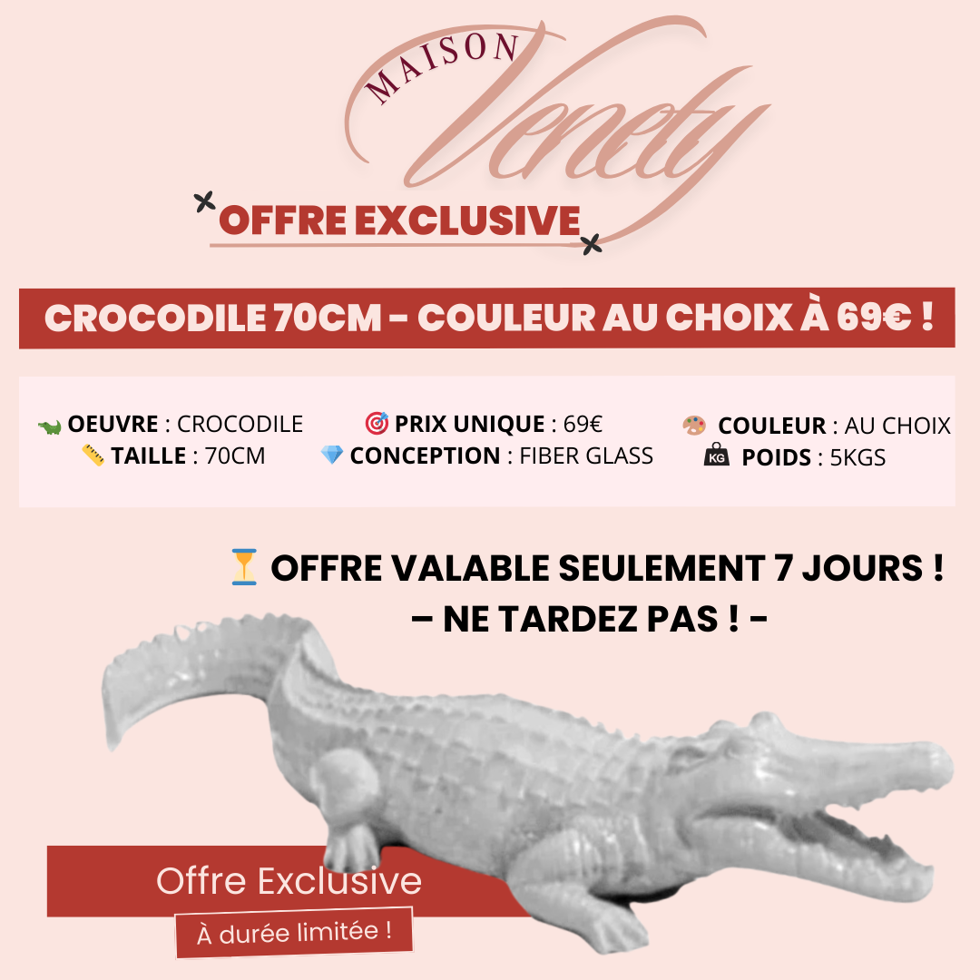 Crocodile 70cm - Couleur au Choix à 69€ !