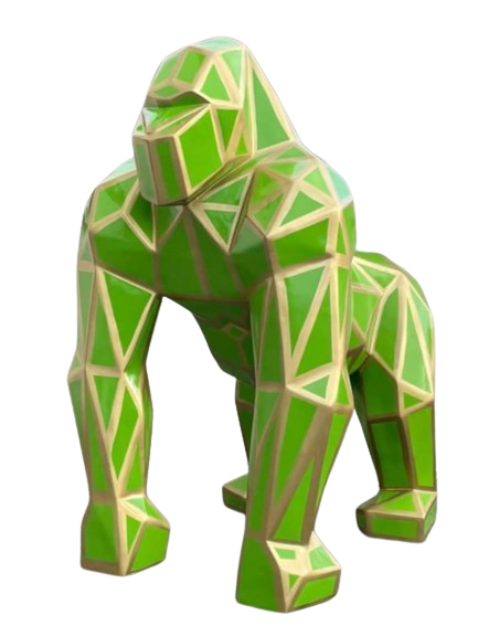 Statue Gorille Origami Animaux Resine - 140cm - Geometrie Vert