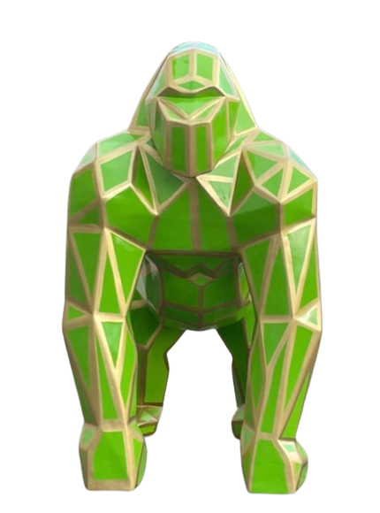 Statue Gorille Origami Animaux Resine - 140cm - Geometrie Vert