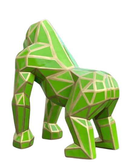 Statue Gorille Origami Animaux Resine - 140cm - Geometrie Vert