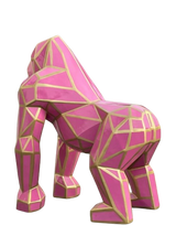 Statue Gorille Origami Animaux Resine - 140cm - Geometrie Rose