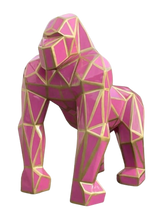 Statue Gorille Origami Animaux Resine - 140cm - Geometrie Rose