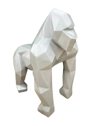 Statue Gorille Origami Animaux Resine - 140cm - Gris Métal