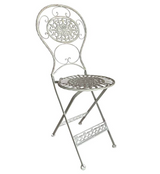 Mobilier en Fer : Salon de Jardin / Salon de Thé Bistrot 1 Table 2 Chaises Pliables Blanc