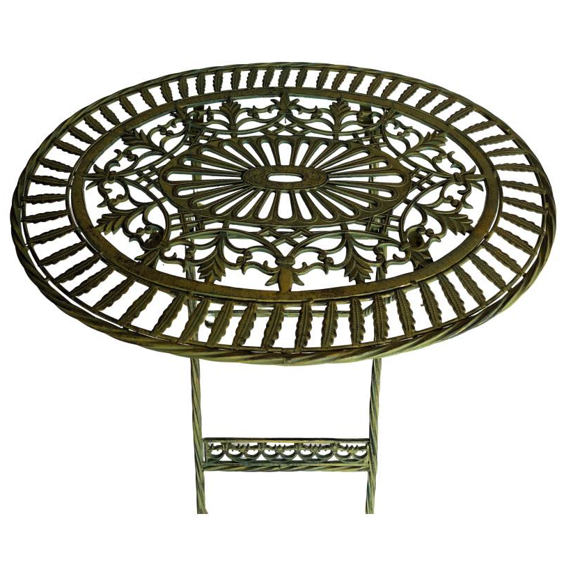 Mobilier en Fer : Salon de Jardin / Salon de Thé Bistrot 1 Table 2 Chaises Pliables Vert