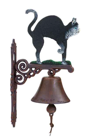 Cloche murale de porte chat décoration fer style antique 45cm