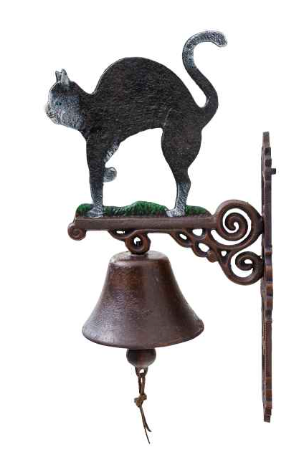 Cloche murale de porte chat décoration fer style antique 45cm