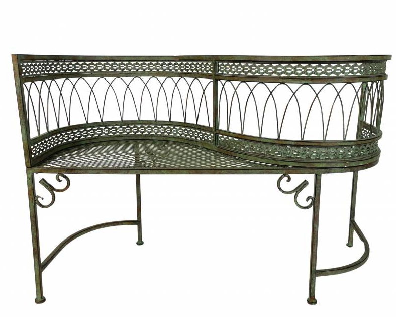 Banc de Jardin Conversation Confident Banquette en S en Métal Vert Ancien