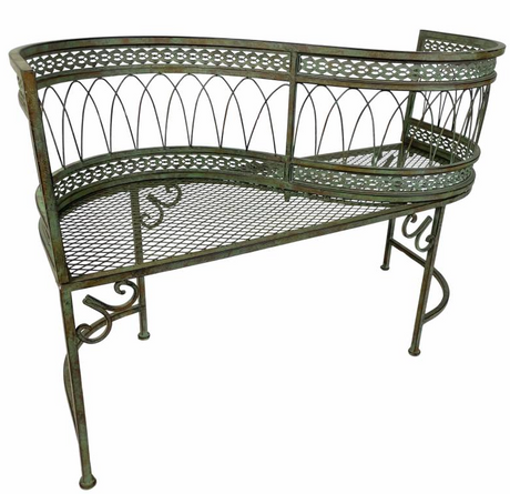 Banc de Jardin Conversation Confident Banquette en S en Métal Vert Ancien