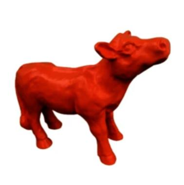 Statue Veau Animaux Resine - 70cm - Rouge