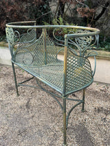 Banc de Jardin Conversation Confident Banquette en S en Métal Vert Ancien