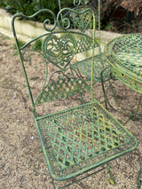 Mobilier en Fer : Salon de Jardin /  1 Table + 4 Chaises Pliables Vert