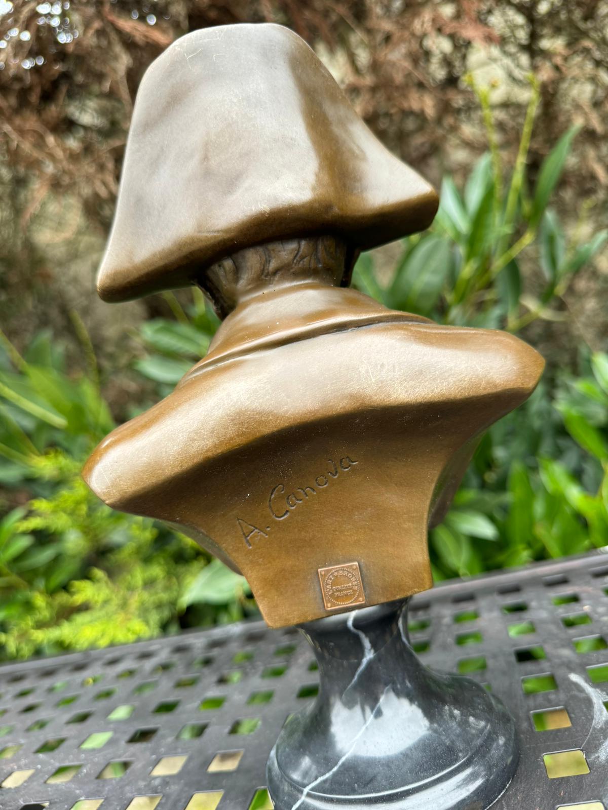 Sculpture Buste Napoléon en bronze / noir 25 cm avec socle en marbre