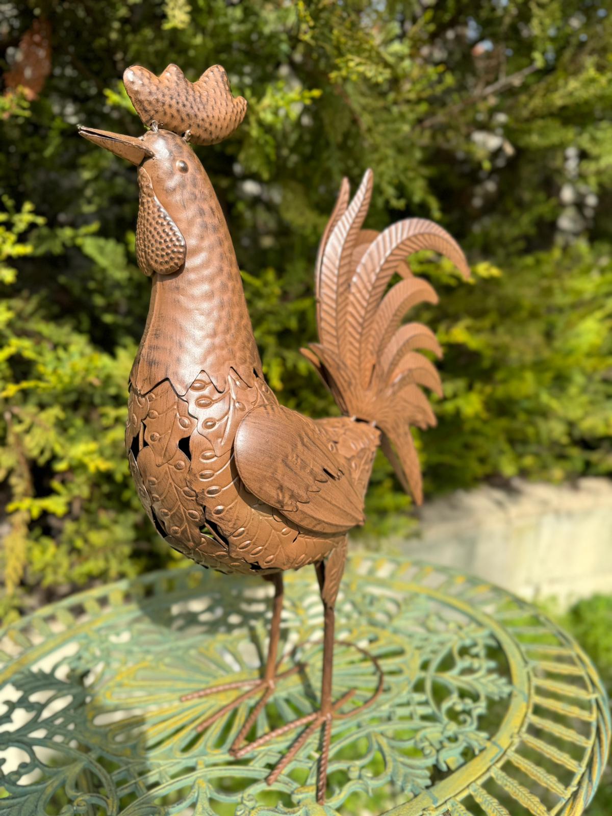 Sculpture Coq en fer 55cm Marron