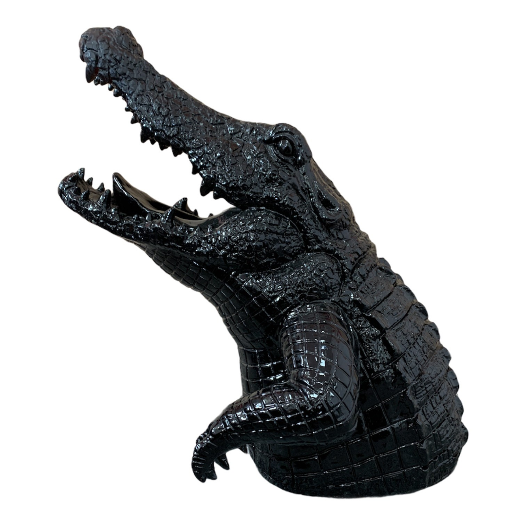 Statue CROCODILE Animaux Resine 50cm - Noir