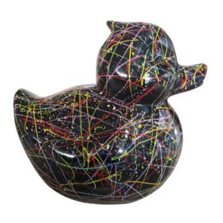 Statue Canard Animaux Resine - 65cm - Graffiti Noir (8905598009684)