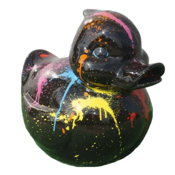 Statue Canard Animaux Resine - 65cm - Tie And Dye Noir