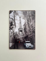 PLAQUE MÉTAL PARIS TOUR EIFFEL 30X20 CM - PLAQUE DECORATIVE