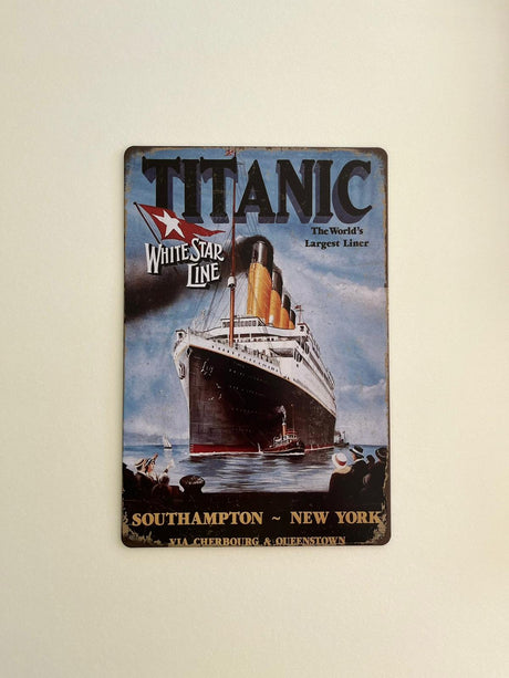 PLAQUE MÉTAL TITANIC WHITE 30X20 CM - PLAQUE DECORATIVE