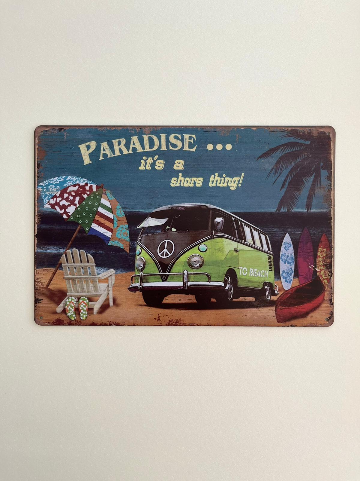 PLAQUE MÉTAL PARADISE WW 30X20 CM - PLAQUE DECORATIVE (8905410609492)