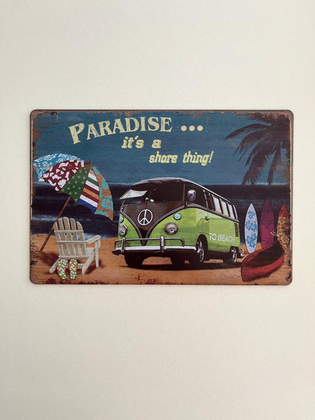 PLAQUE MÉTAL PARADISE WW 30X20 CM - PLAQUE DECORATIVE (8905410609492)