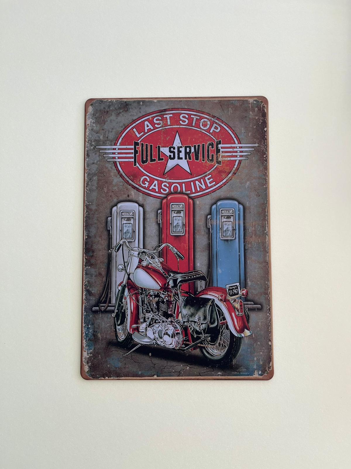 PLAQUE MÉTAL FULL SERVICE GASOLINE BIKE 30X20 CM - PLAQUE DECORATIVE (8905411789140)