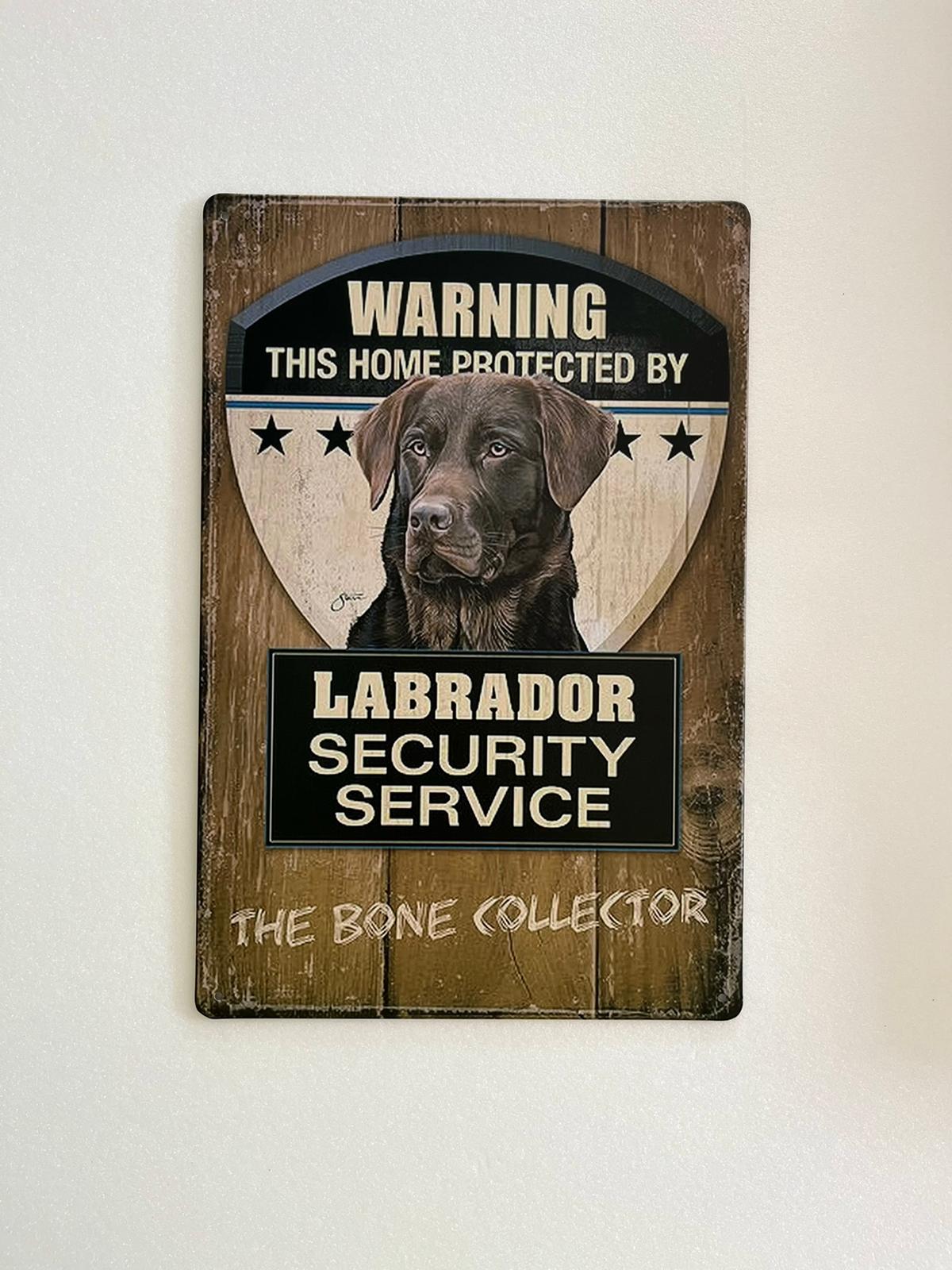 PLAQUE MÉTAL WARNING DOG 30X20 CM - PLAQUE DECORATIVE