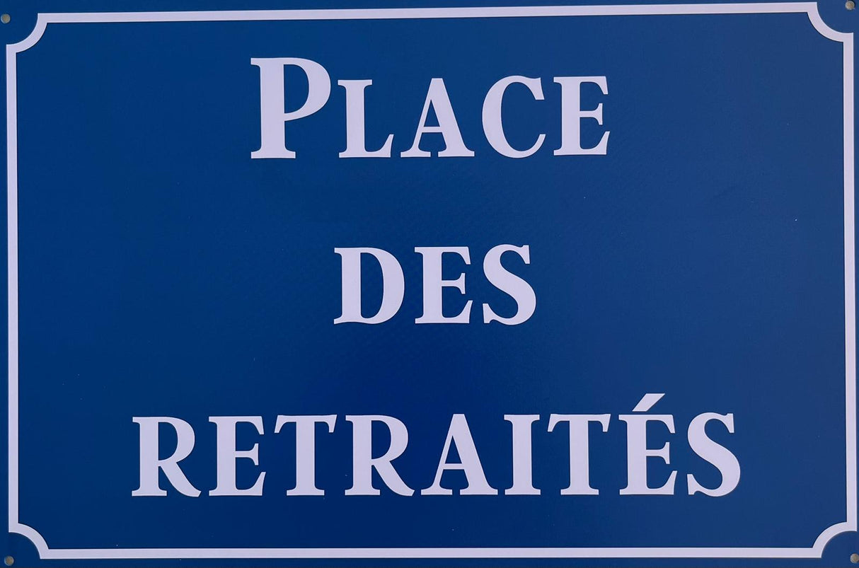 PLAQUE MÉTAL PLACE RETRAITEE 30X20 CM - PLAQUE DECORATIVE (8905410380116)