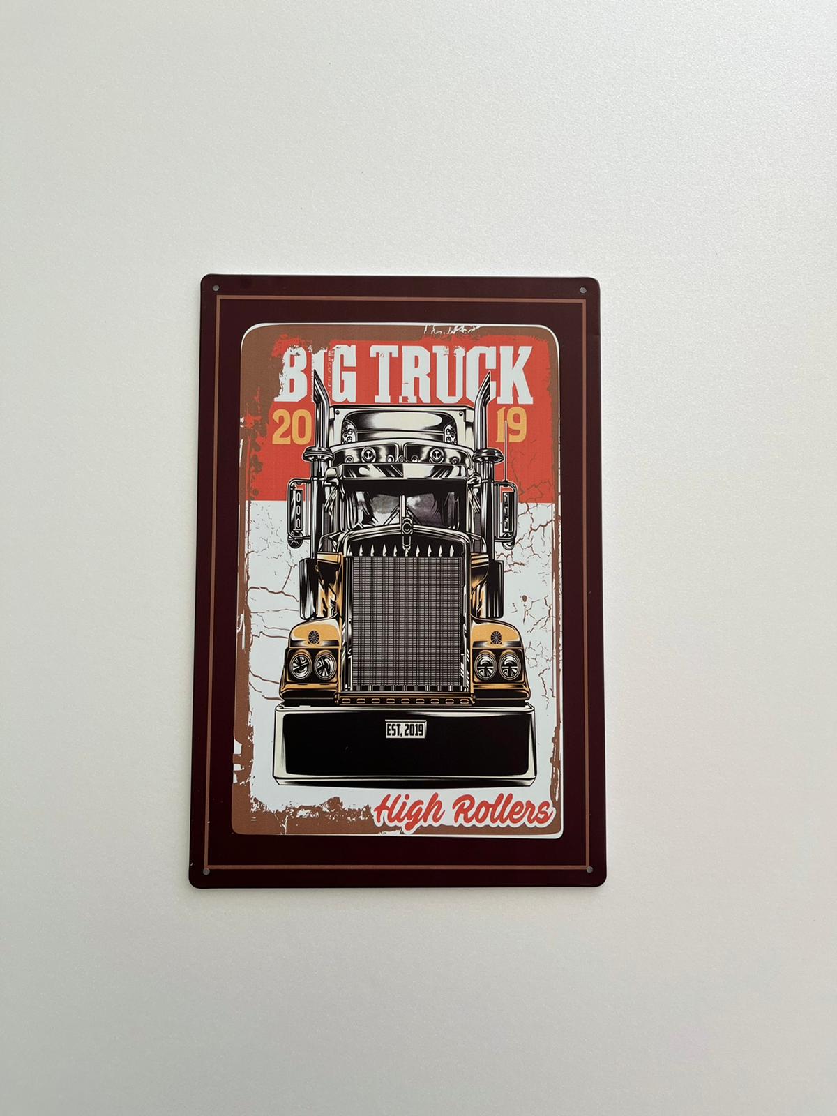 PLAQUE MÉTAL BIG TRUCK 30X20 CM - PLAQUE DECORATIVE