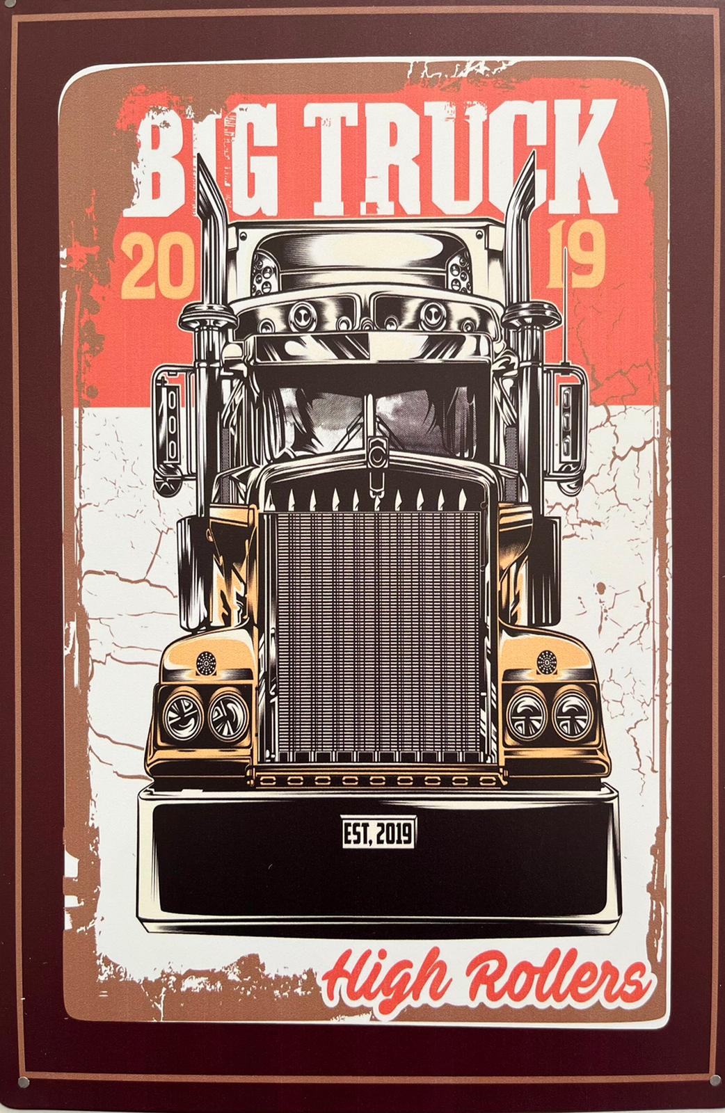 PLAQUE MÉTAL BIG TRUCK 30X20 CM - PLAQUE DECORATIVE