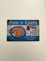 PLAQUE MÉTAL FISH & CHIPS 30X20 CM - PLAQUE DECORATIVE (8905389506900)