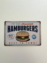 PLAQUE MÉTAL HAMBURGER 30X20 CM - PLAQUE DECORATIVE (8905392587092)