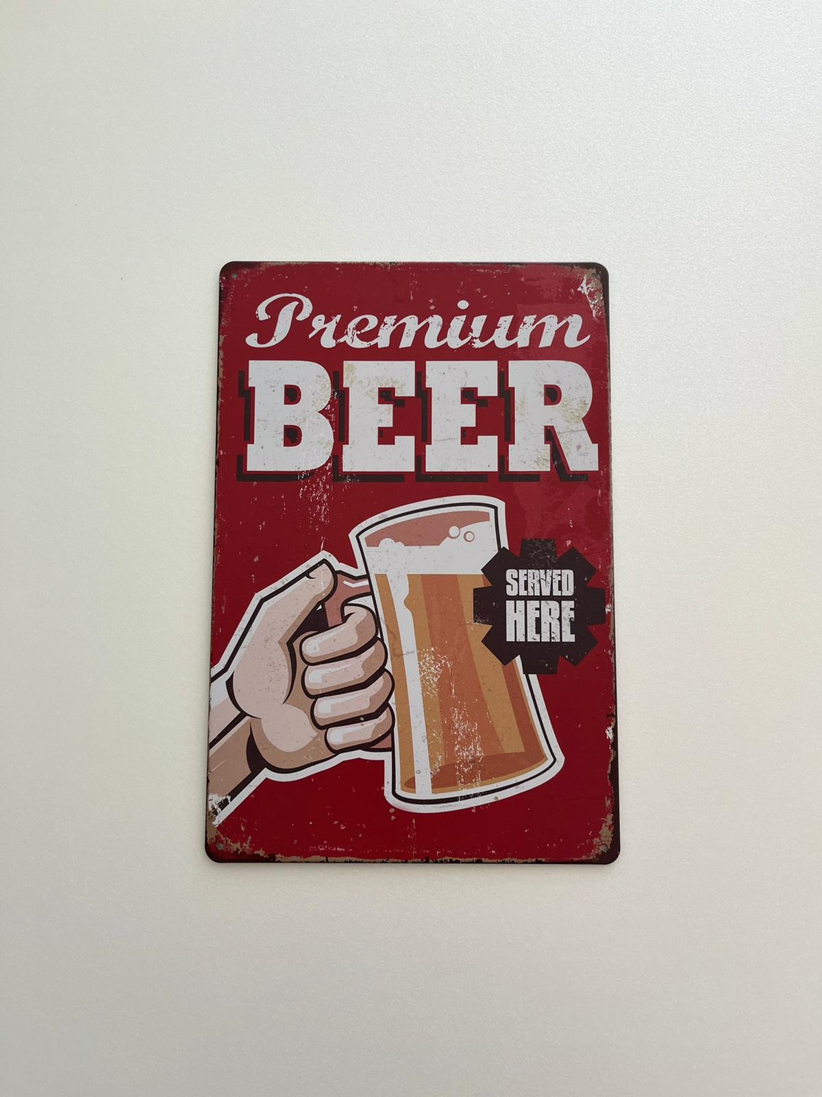 PLAQUE MÉTAL BIERE 30X20 CM - PLAQUE DECORATIVE