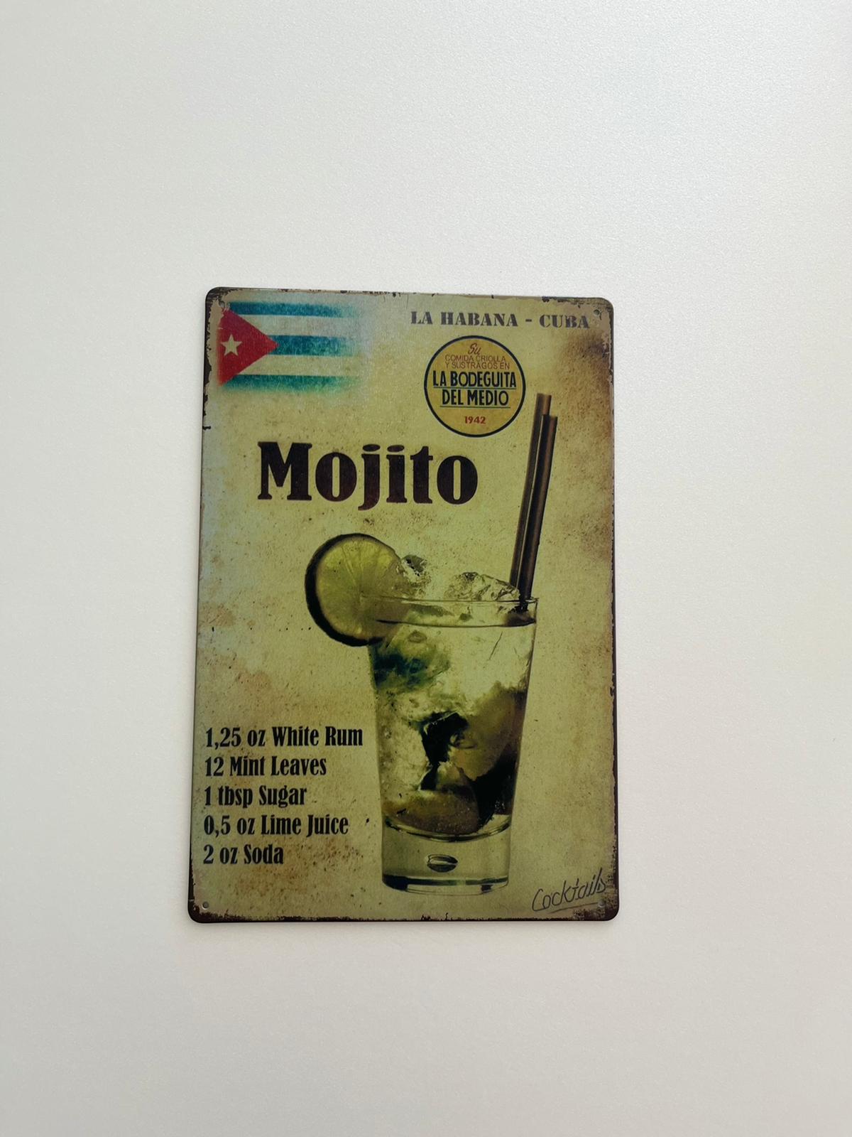 PLAQUE MÉTAL MOJITO 30X20 CM - PLAQUE DECORATIVE